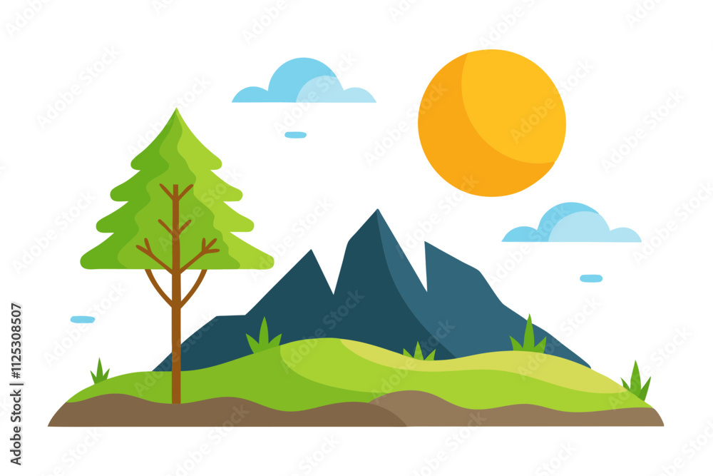 Mountain With Trees Vector Mountain With Trees Vector