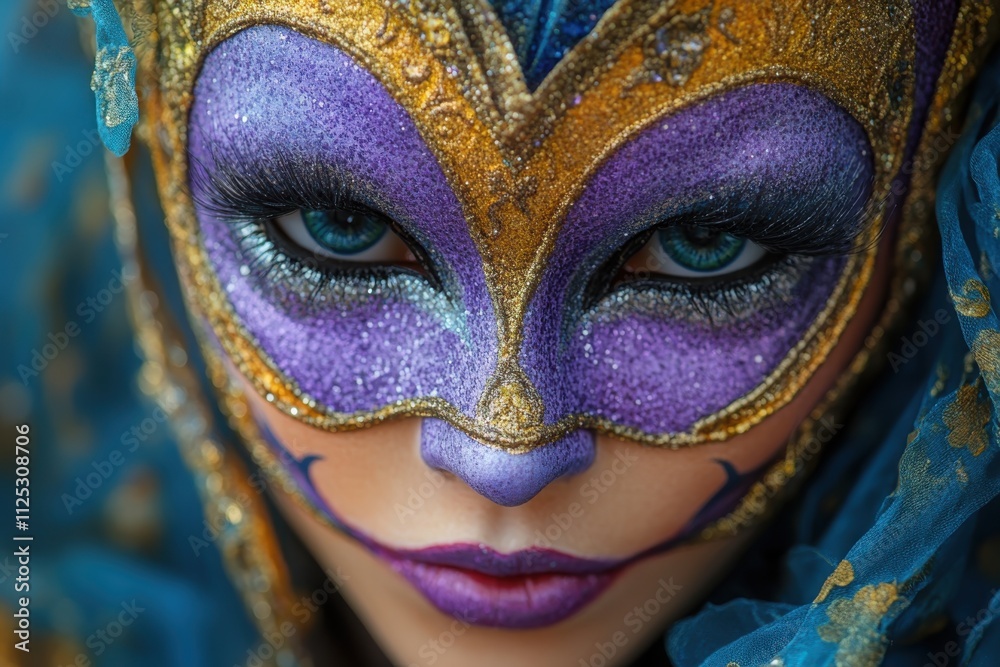 A close-up of a decorative masquerade mask with intricate designs and vibrant colors. A close-up of a decorative masquerade mask with intricate designs and vibrant colors.
