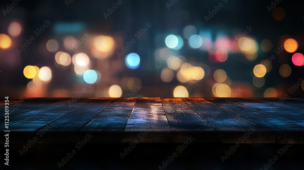 Wooden tabletop in focus with blurred festive lights and vibrant bokeh in the background, creating a warm and inviting holiday atmosphere.
Wooden tabletop in focus with blurred festive lights and vibrant bokeh in the background, creating a warm and inviting holiday atmosphere.