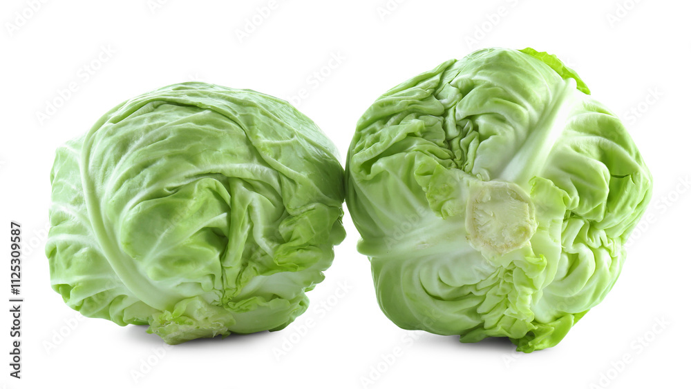 Two whole heads of cabbage isolated on white Two whole heads of cabbage isolated on white
