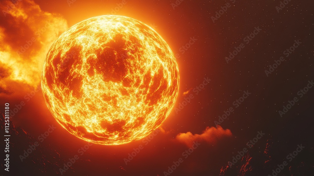 Fiery planet, burning sphere in space. Fiery planet, burning sphere in space.