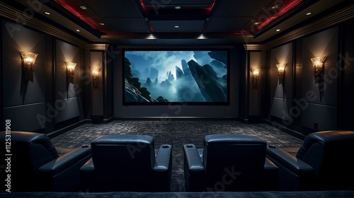 A photo of a home theater room