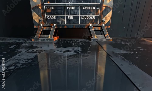 Detailed dieselpunk clapperboard for unique filmmaking concepts photo