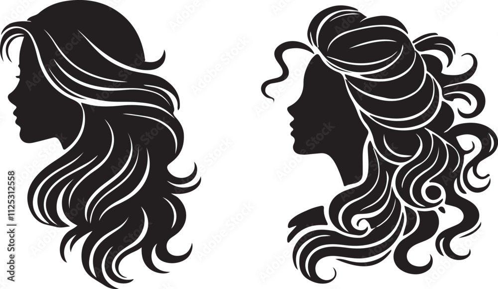 silhouette of women hairstyle design vector art illustration silhouette of women hairstyle design vector art illustration