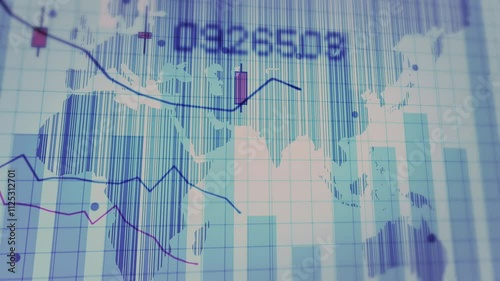 Declining financial chart close-up. White. Loopable.Financial data and declining charts. Economy background. More color options in my portfolio.