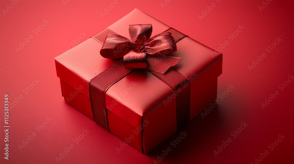 square red gift box sits on a matching red background Its adorned with a large sparkly red ribbon tied in a bow The image evokes feelings of celebration and anticipation square red gift box sits on a matching red background Its adorned with a large sparkly red ribbon tied in a bow The image evokes feelings of celebration and anticipation