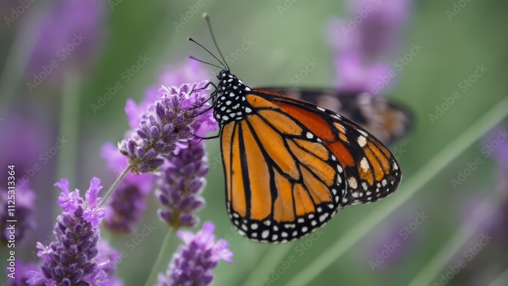 A butterfly sitting on top of a purple flower A butterfly sitting on top of a purple flower