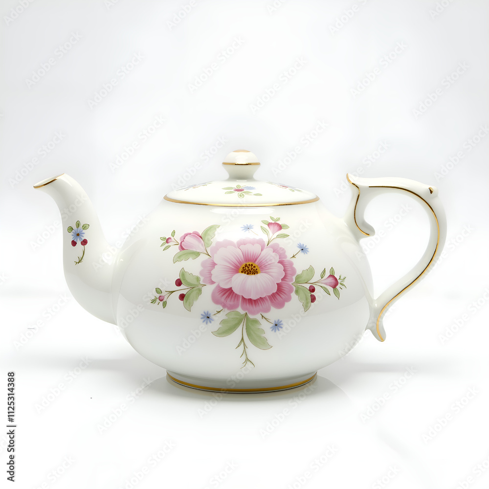 Elegant floral porcelain teapot with intricate hand painted design, photography of still life concept. Elegant floral porcelain teapot with intricate hand painted design, photography of still life concept.