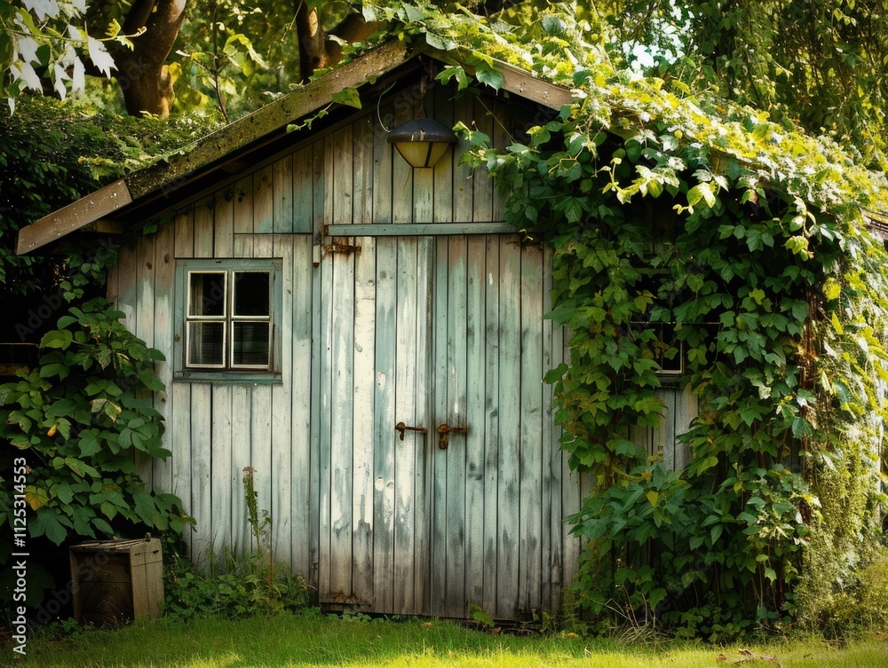 Rustic Garden Shed in a Serene Nature Setting Rustic Garden Shed in a Serene Nature Setting