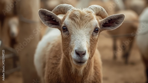 A close up of a goat looking at the camera