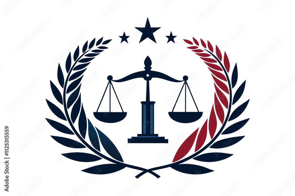 law and order icon with scales and laurel branches law and order icon with scales and laurel branches