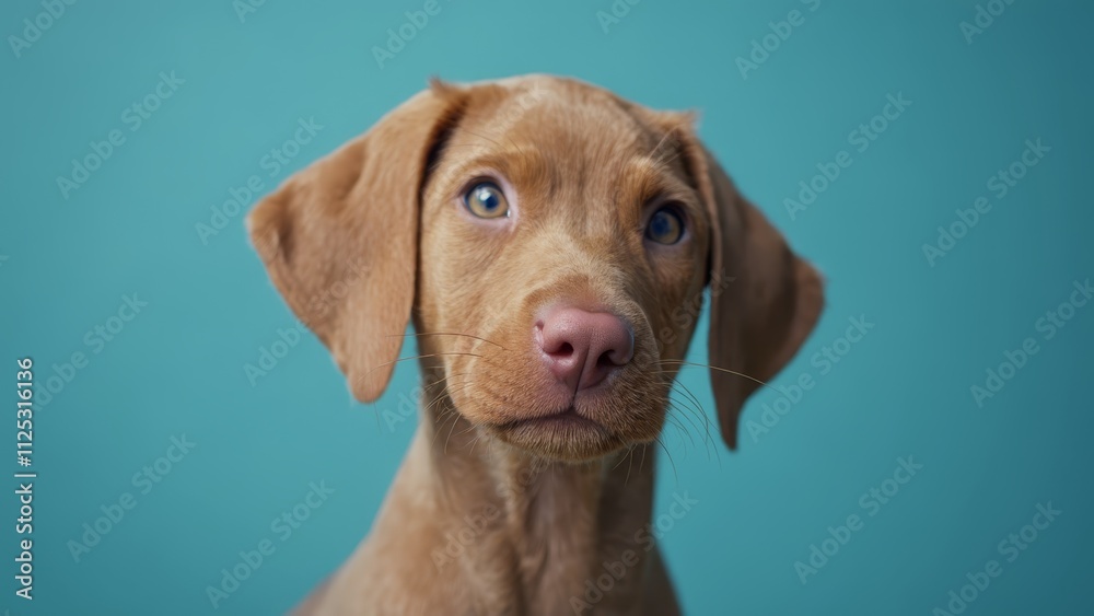 A brown dog with blue eyes looking at the camera A brown dog with blue eyes looking at the camera