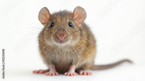 A brown rat sitting on top of a white surface