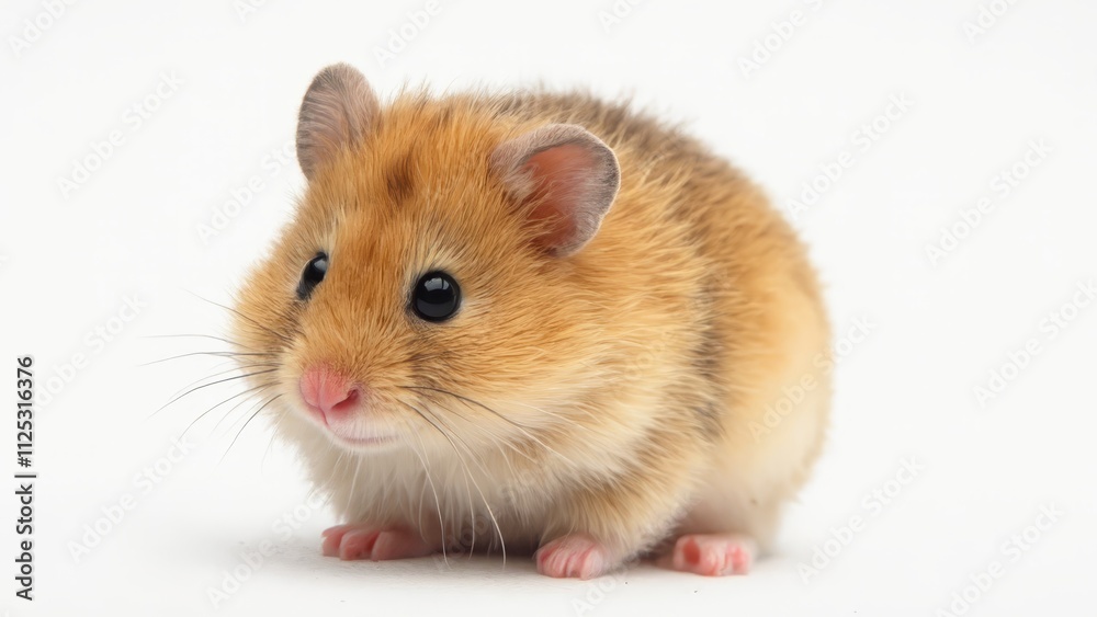 A small brown and white hamster sitting on a white surface A small brown and white hamster sitting on a white surface