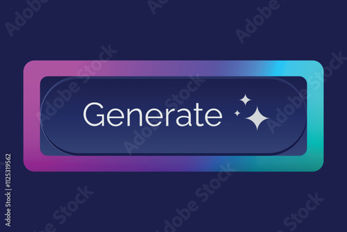 Ai generate button. 3d buttons bar neumorphic ux ui interface design, artificial intelligence sign logotype future technology command prompt online application vector illustration