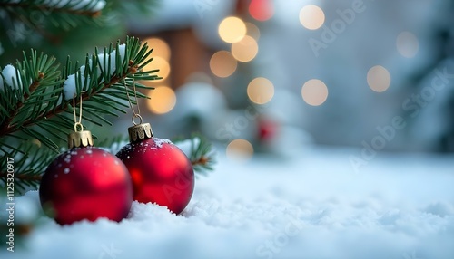 red christmas ball on tree