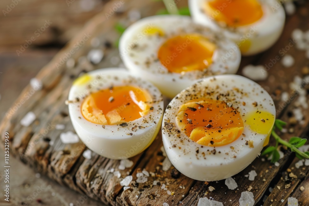 Perfectly boiled eggs with salt and pepper Perfectly boiled eggs with salt and pepper
