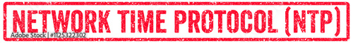 Network Time Protocol (NTP) Stamp Transparent Seal, Red Grunge Network Time Protocol (NTP) Word Rubber Stamp Seal photo