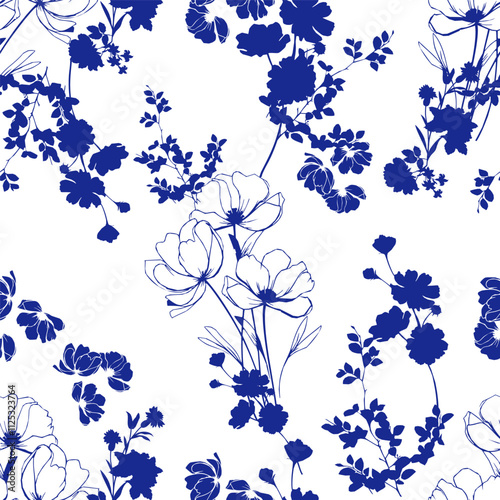 Seamless abstract floral pattern. Vector Illustration.