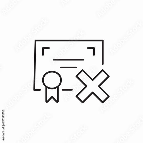 diploma certificate delete icon sign vector