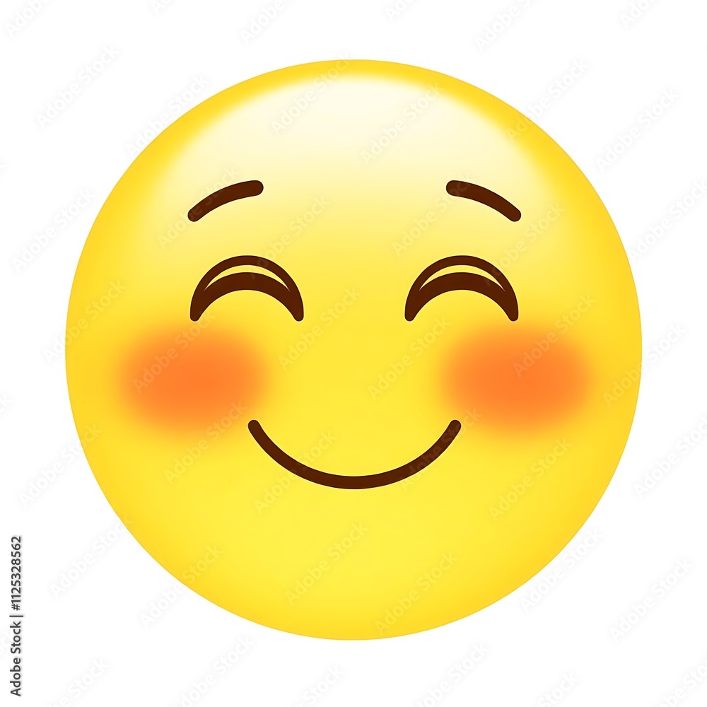 smile emoticon with blushing cheeks in isolated white, generative ai smile emoticon with blushing cheeks in isolated white, generative ai