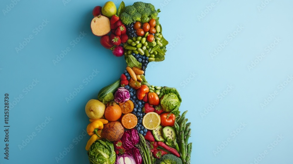 Healthy Eating Habits Depicted With Colorful Fruits And Vegetables Healthy Eating Habits Depicted With Colorful Fruits And Vegetables