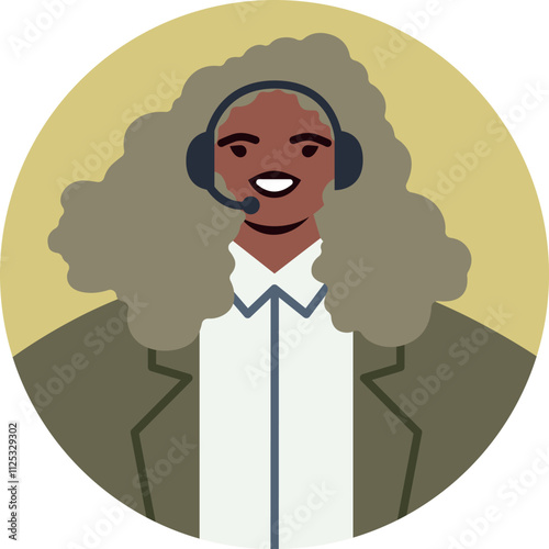 Friendly customer service representative wearing a headset, smiling while assisting clients, delivering exceptional support and guidance in a professional office environment