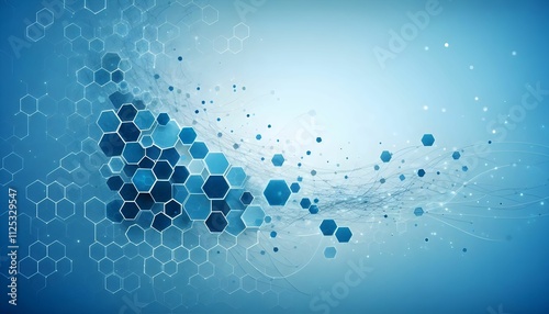 Fototapeta Naklejka Na Ścianę i Meble -  Hexagonal Abstract Art with Dynamic Flowing Line