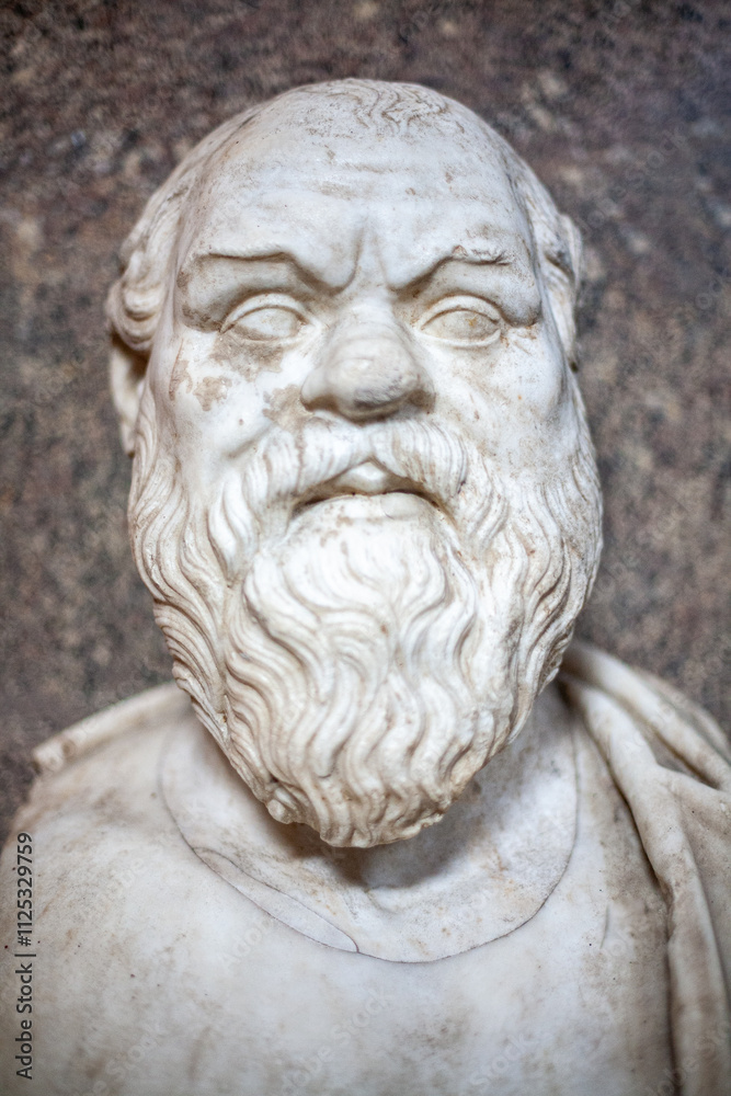 Rome, Italy, July 22 2017, Socrates Marble Bust, Roman Copy of 4th Century Greek Original Rome, Italy, July 22 2017, Socrates Marble Bust, Roman Copy of 4th Century Greek Original