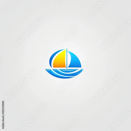 Abstract sailboat logo, vibrant colors, simple design, nautical theme. photo