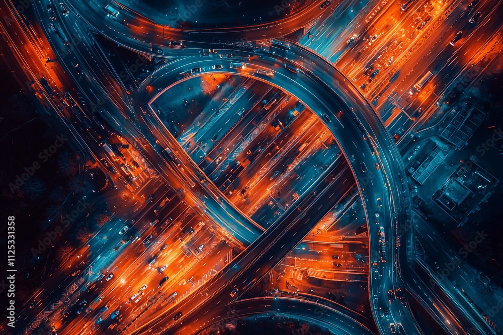 Aerial View of Busy Expressway and Autobahn, Top-Down Perspective of Traffic and Road Infrastructure, Professional Photography
Aerial View of Busy Expressway and Autobahn, Top-Down Perspective of Traffic and Road Infrastructure, Professional Photography