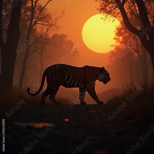 tiger in the sunset photo