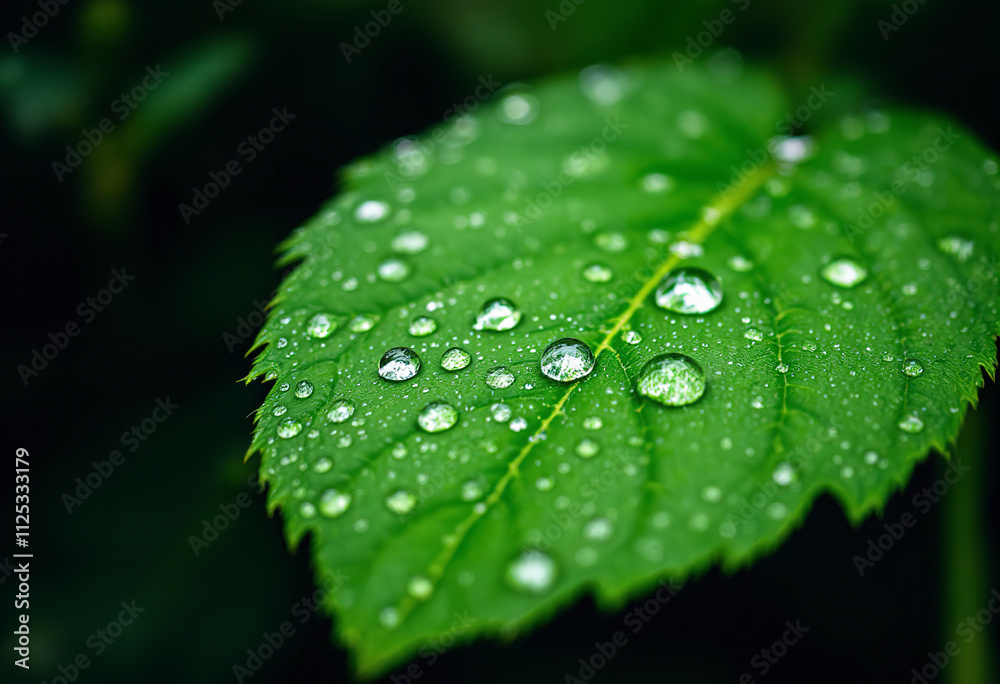 Water droplets on a green leaf Water droplets on a green leaf