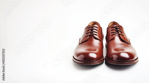 Brown Leather Oxfords on White Background