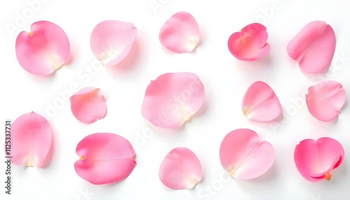 Large Format Pink Rose Petals on a White Background (Background)