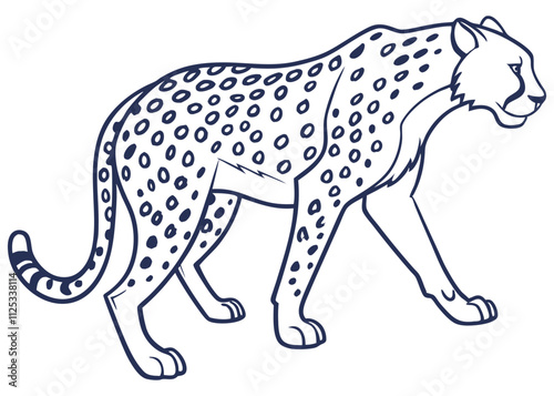 Line Art Cheetah vector illustration Black and White Profile View Perfect for Wildlife Posters photo