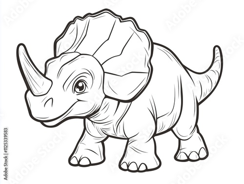 Triceratops Dinosaur Line Art for Kids Coloring, suitable for educational purposes or creative projects.