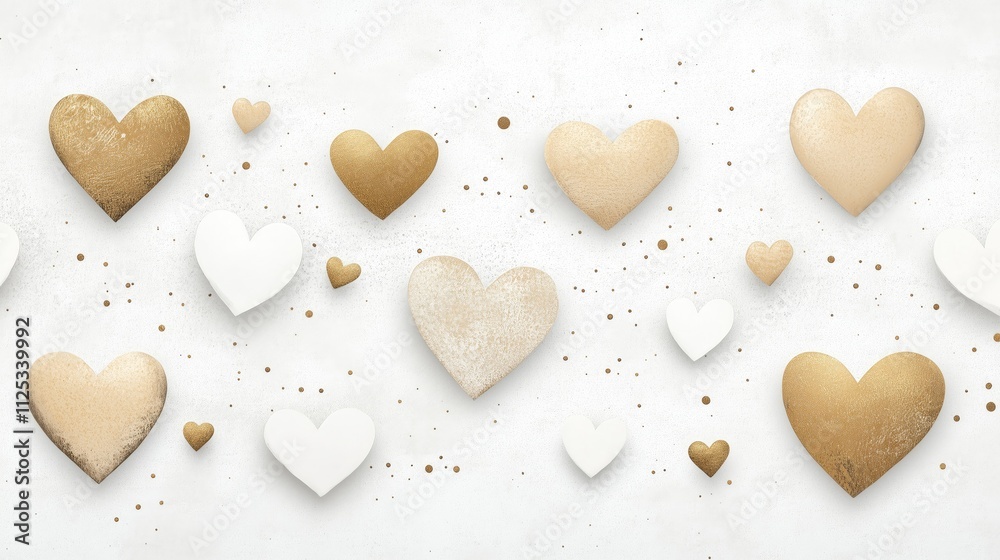 Obraz premium Watercolor pattern wallpaper: hearts in light champagne color background. Perfect for expressing love, warmth, and creativity in craft projects