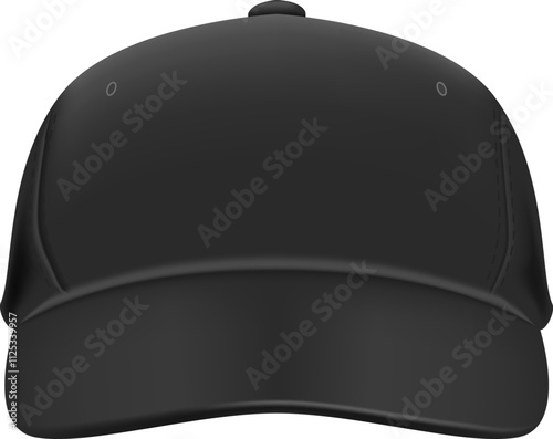 Classic black baseball cap isolated on a white background, offering a clean and versatile design for casual wear or promotional purposes, embodying simplicity and style