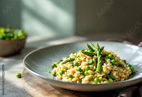 Wallpaper Mural a creamy risotto with asparagus beans, zucchini, and green peas Torontodigital.ca