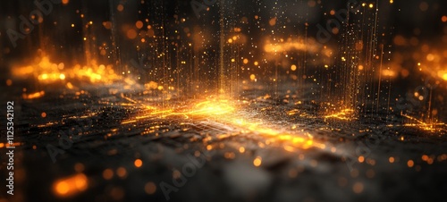 Fiery Abstract Digital Art: Glowing Embers and Sparks
