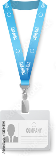 Lanyard holding id card, conveying professionalism and corporate affiliation, perfect for representing access, security, and company branding