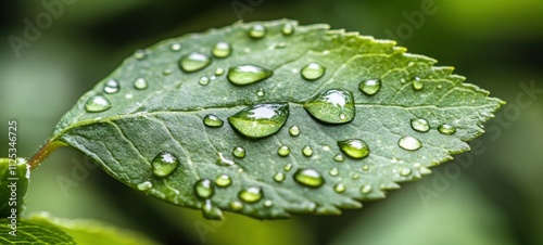 Dewdrops on a Green Leaf: A Macro Photography of Nature's Beauty