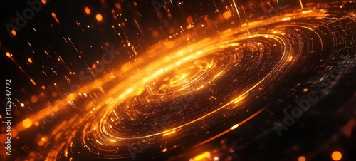 Abstract Orange Cosmic Vortex: A Digital Art Exploration