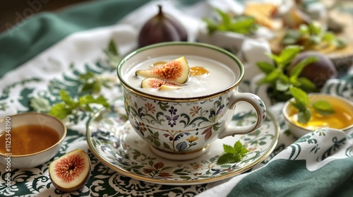 Kashk va Anjir Sharbat - Turkmen Yogurt and Fig Drink with Honey Garnish (Turkmenistan Cuisine) photo