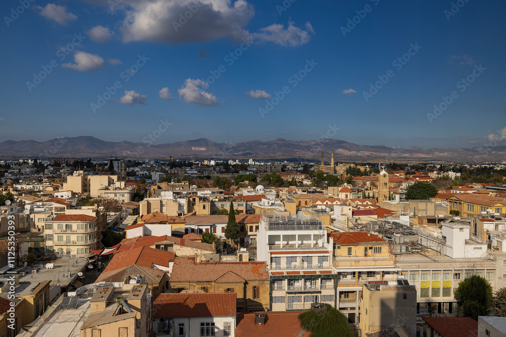 Nikosia, Hauptstadt, Zypern, Blick vom Shacolas Tower Museum and Observatory auf den tuerkisch besetzten Teil der Stadt Nikosia, Hauptstadt, Zypern, Blick vom Shacolas Tower Museum and Observatory auf den tuerkisch besetzten Teil der Stadt