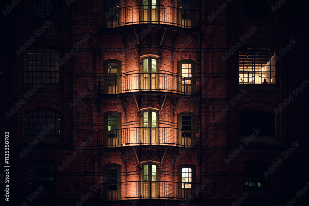 facade of building in Speicherstadt Hamburg at night. High quality photo facade of building in Speicherstadt Hamburg at night. High quality photo