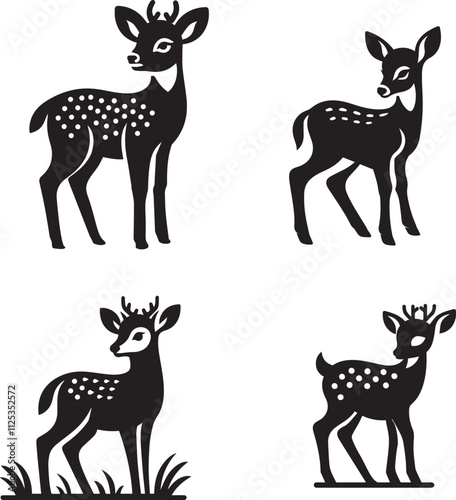 silhouette of clean vector of fawn isolated