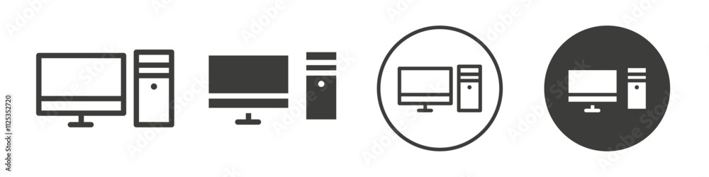 Computer icon Simple outline vector logo Computer icon Simple outline vector logo