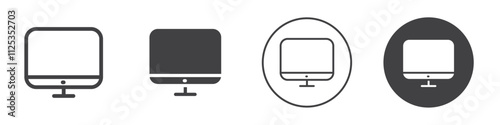 Computer icon Simple outline vector logo
